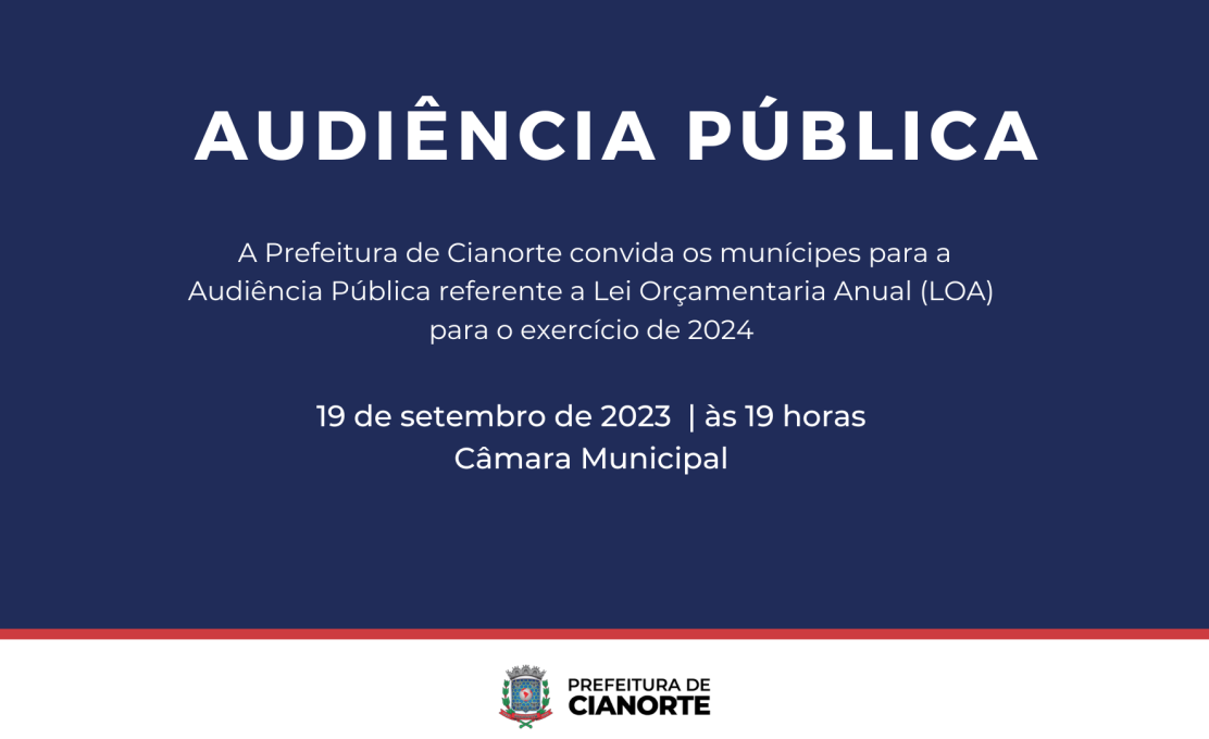 Prefeitura convida população para a Audiência Pública da LOA