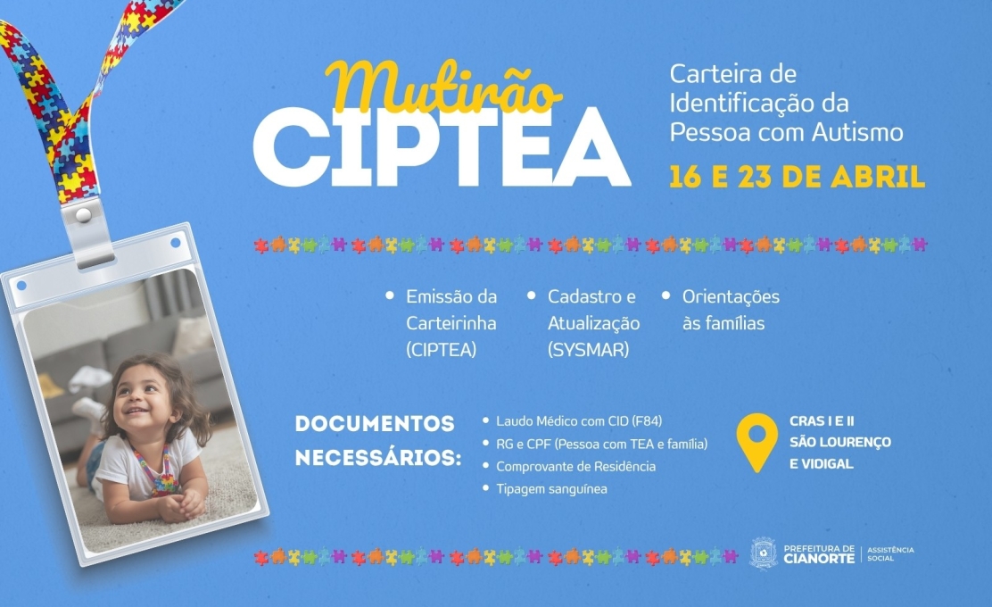 Município promove mutirão para emissão da Carteira de Identificação do Autista
