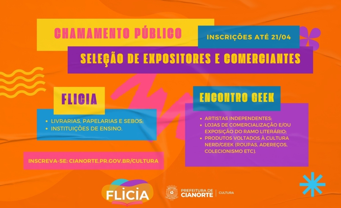 Inscrições de expositores para a 9ª FLICIA terminam no feriado de Tiradentes 