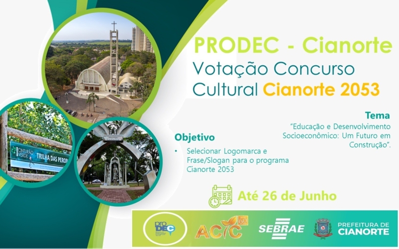 Concurso cultural para logo e slogan do Programa Cianorte 2053 tem votação popular