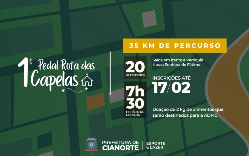 Secretaria de Esporte e Lazer abre inscrições para a 1º Pedal Rota das Capelas