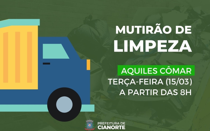 Terça-feira tem mutirão de limpeza no Aquiles Cômar