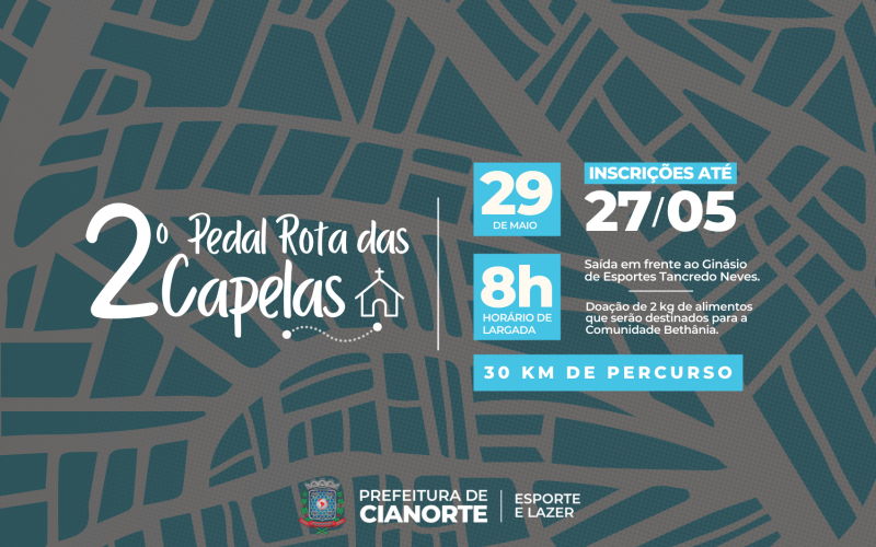 Secretaria de Esporte e Lazer abre inscrições para o 2º Pedal Rota das Capelas