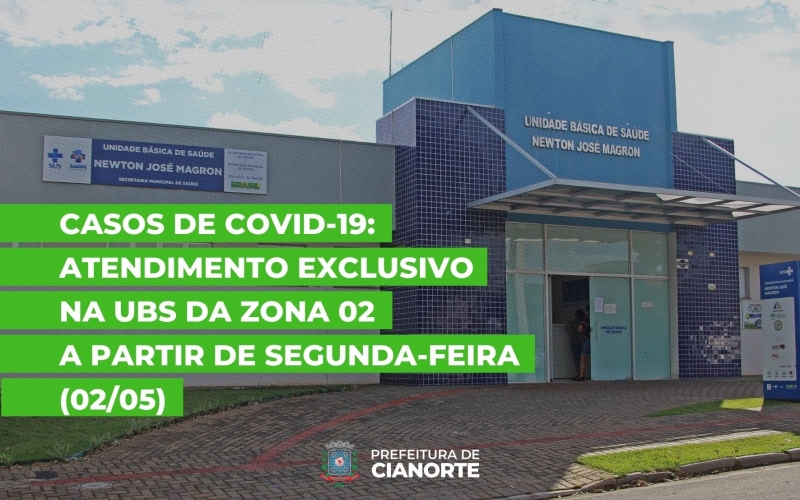 Casos de Covid-19 são atendidos exclusivamente na UBS da Zona 02