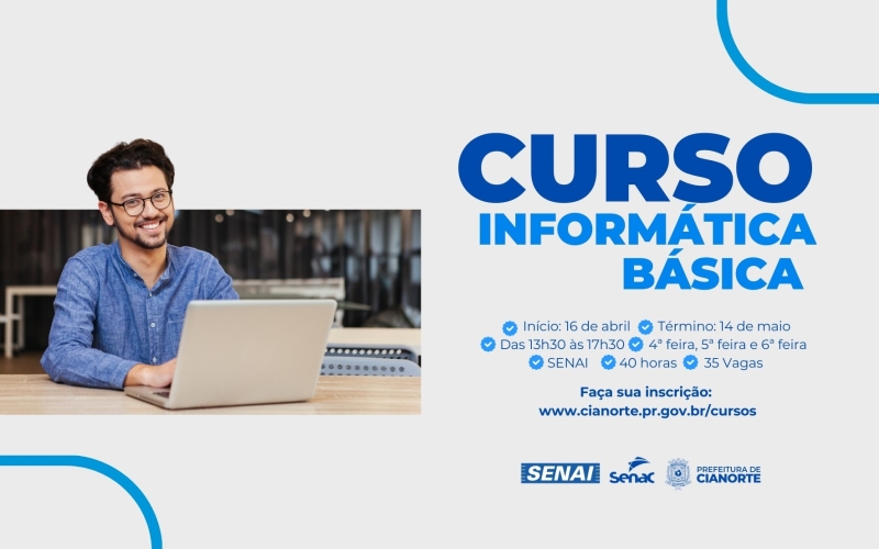 Curso gratuito de Informática Básica está com inscrições abertas