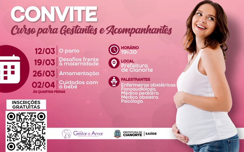 Secretaria de Saúde abre inscrições de curso para gestantes e acompanhantes