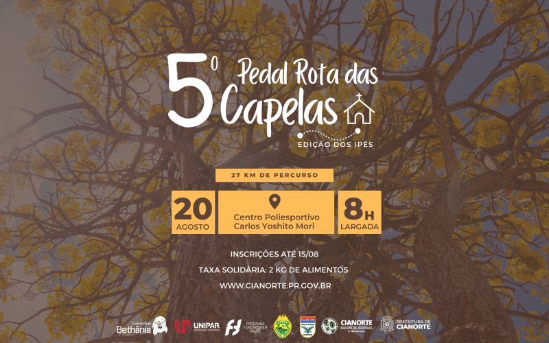 Últimos dias para inscrição no 5º Pedal Rota das Capelas – Edição dos Ipês