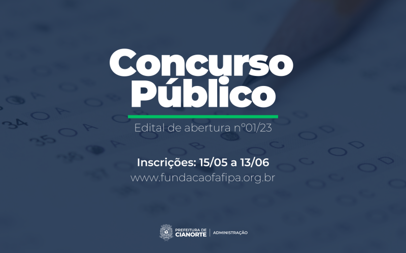 Inscrições para concurso público começam segunda-feira