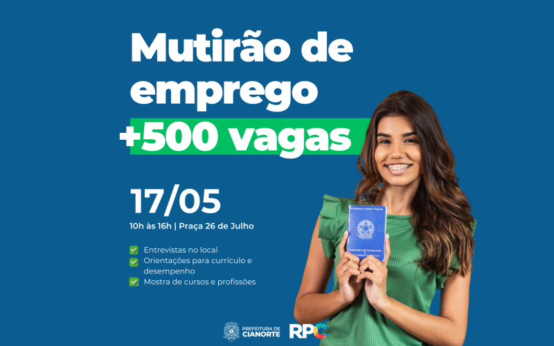 Cianorte terá Mutirão de Emprego na quarta-feira