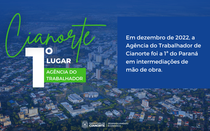 Agência do Trabalhador de Cianorte é a 1ª do Paraná em intermediação de mão de obra