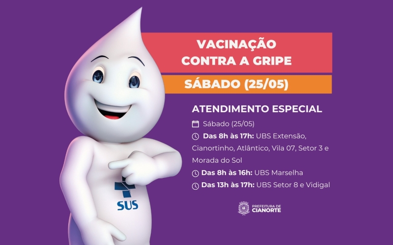 Sábado é dia de vacinação contra a gripe em Cianorte
