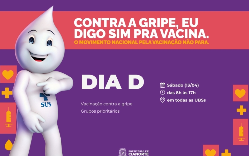 Sábado é Dia D de vacinação contra a gripe 