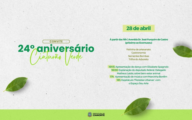 24° Aniversário do Parque Municipal Cinturão Verde terá festa no domingo