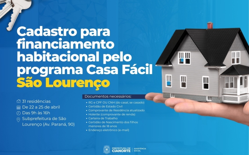 Prefeitura cadastra interessados em adquirir casa no Residencial São Lourenço II