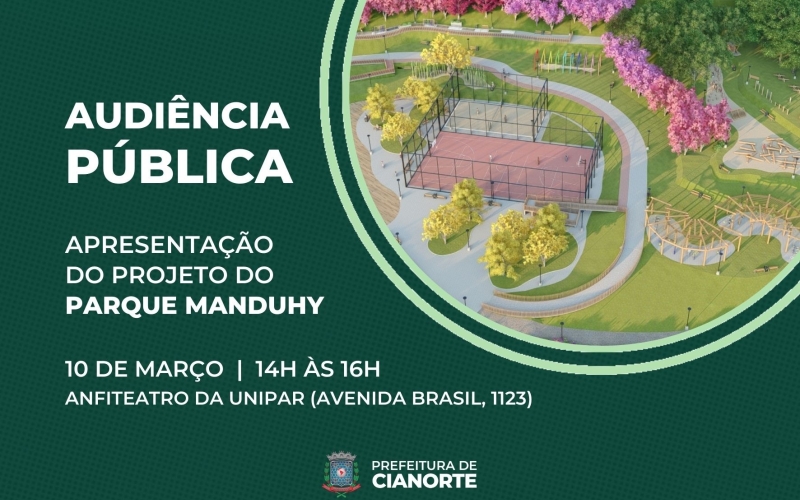 Audiência pública apresentará projeto de construção do Parque Urbano Manduhy