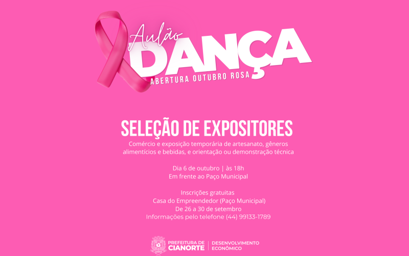 Estão abertas inscrições para expositores em evento do Outubro Rosa