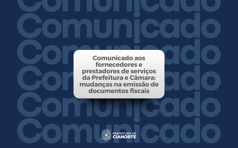 Comunicado aos fornecedores e prestadores de serviços