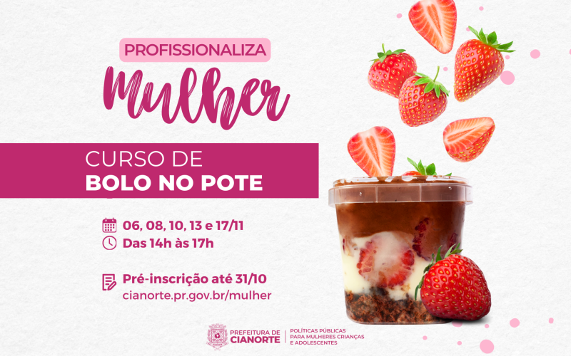 Curso de Bolo de Pote tem pré-inscrições abertas