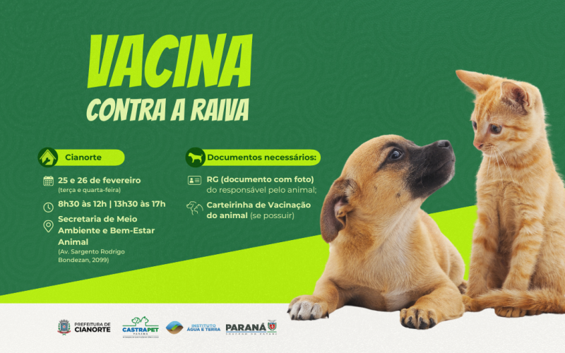 Prefeitura oferece vacina gratuita contra a raiva 