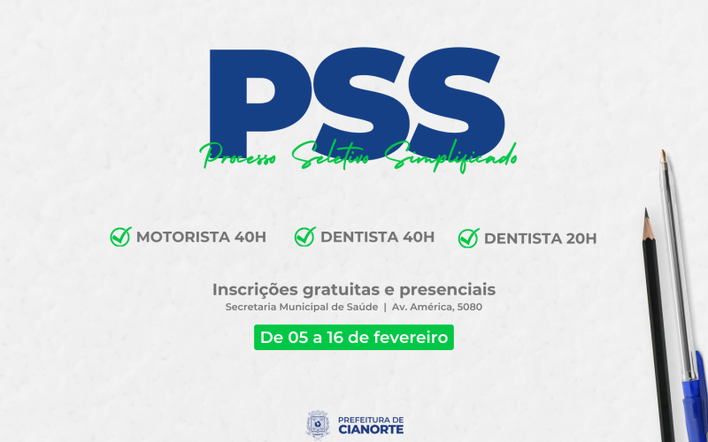 Secretaria Municipal de Saúde lança PSS para contratação de motorista e dentista