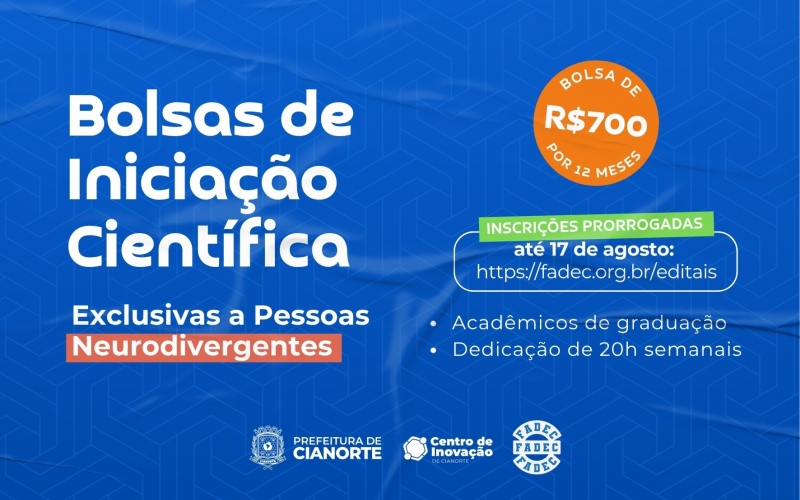 Inscrições para bolsas de Iniciação Científica para neurodivergentes são prorrogadas