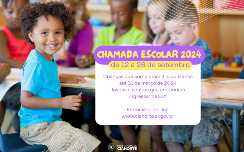 Educação levanta demanda de crianças que completam 4, 5 ou 6 anos até março de 2024 