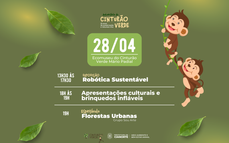Sexta-feira tem programação gratuita para celebrar os 23 anos do Cinturão Verde