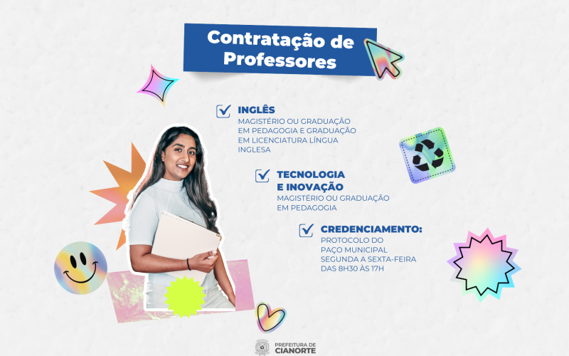 Prefeitura credencia professores de Inglês e Tecnologia e Inovação
