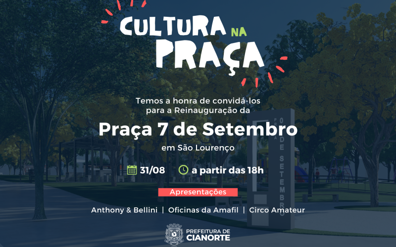 Prefeitura reinaugura Praça 7 de Setembro nesta quarta-feira