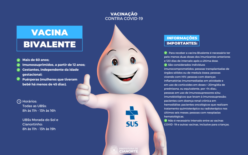 Cianorte amplia vacinação bivalente contra a Covid-19 para maiores de 60 anos