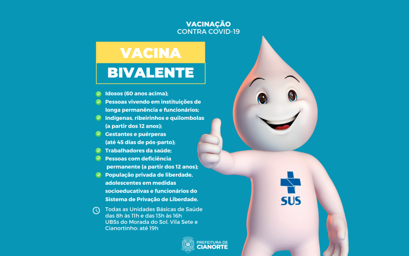 Vacina bivalente contra a Covid-19 está disponível para todos os grupos prioritários