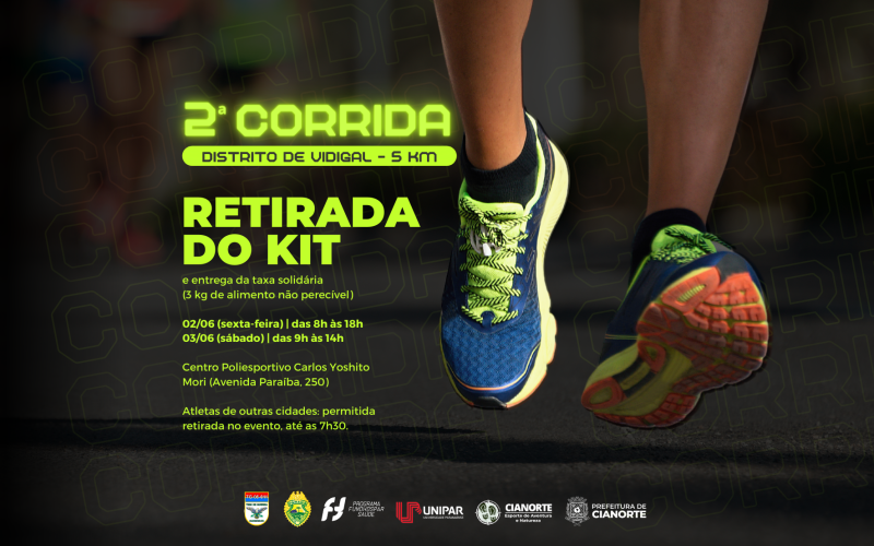 Inscritos na 2ª Corrida do Distrito de Vidigal devem retirar kit