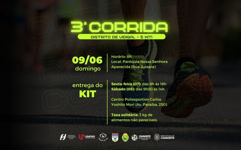 3ª Corrida do Distrito de Vidigal reunirá 422 atletas neste domingo