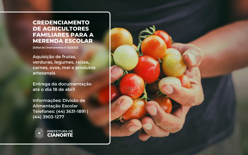 Prefeitura credencia agricultores familiares para a merenda escolar