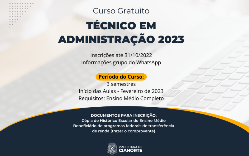 Curso Técnico em Administração está com inscrições abertas
