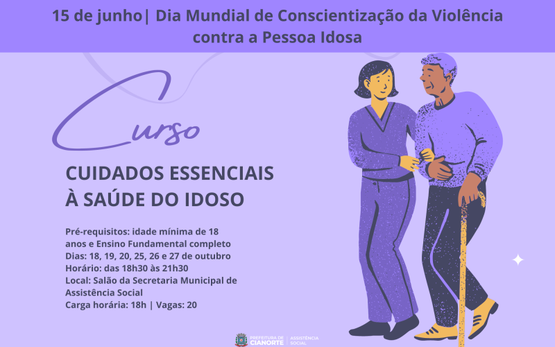 Curso “Cuidados Essenciais à Saúde do Idoso” tem inscrições abertas