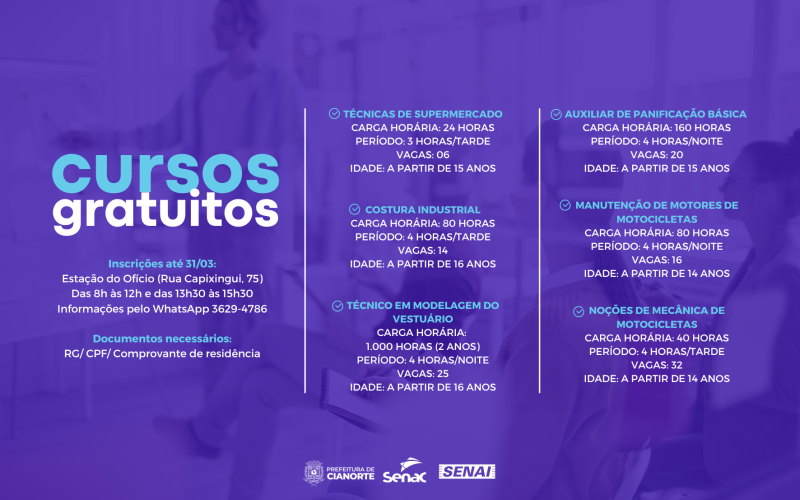 Estação do Ofício abre inscrições para seis cursos profissionalizantes gratuitos