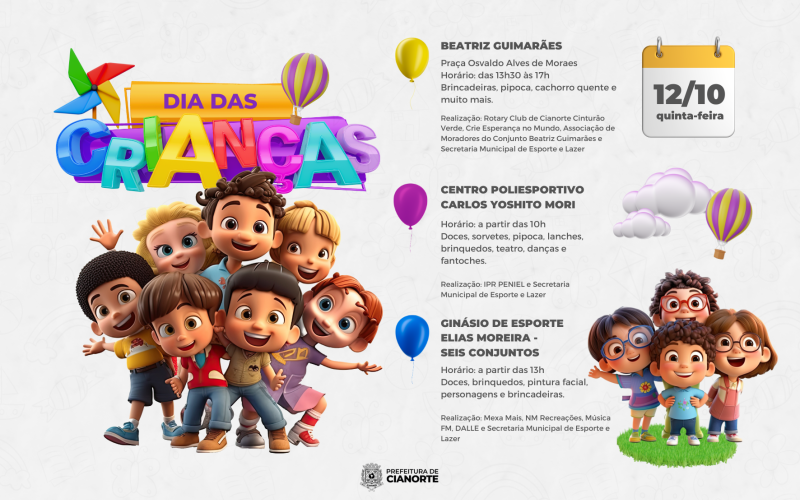  Dia das Crianças terá três festas em Cianorte 