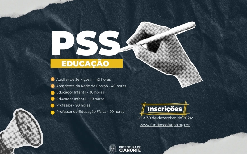 Secretaria de Educação lança PSS para contratação temporária de profissionais
