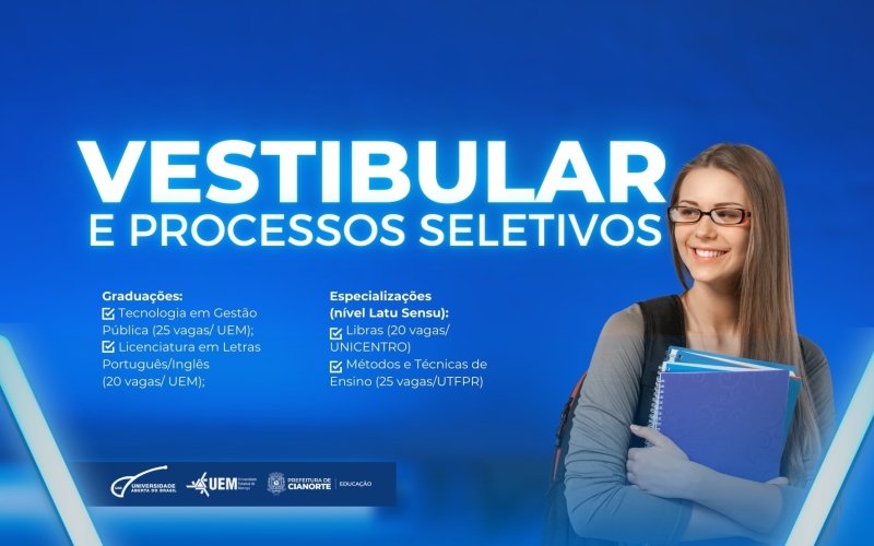 Últimos dias de inscrições para processos seletivos de cursos pelo Polo UAB de Cianorte 