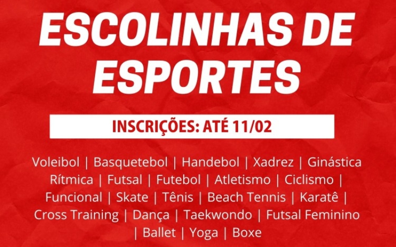 Inscrições nas Escolinhas de Iniciação Esportiva terminam nesta sexta-feira