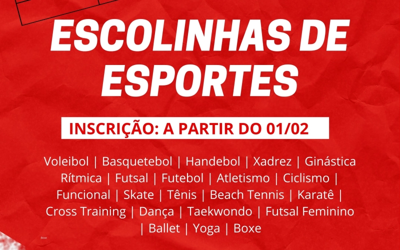 Prefeitura abre inscrições para as escolinhas de esportes na próxima terça-feira
