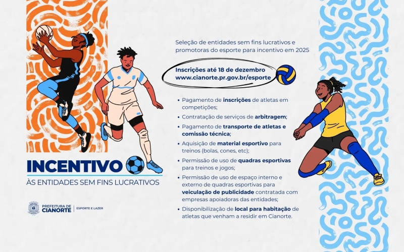 Secretaria de Esporte abre seleção de entidades para receber incentivo em 2025