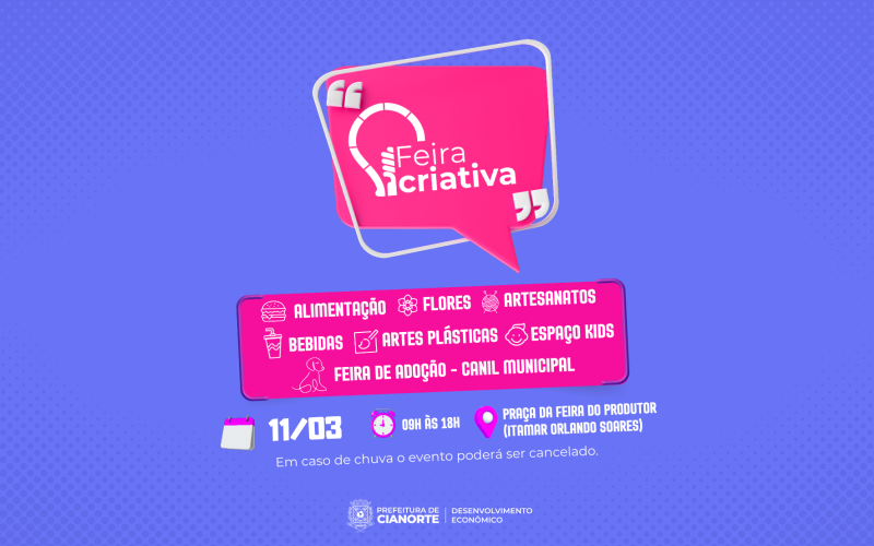 Feira Criativa e Feirinha de adoção do canil acontecem neste sábado