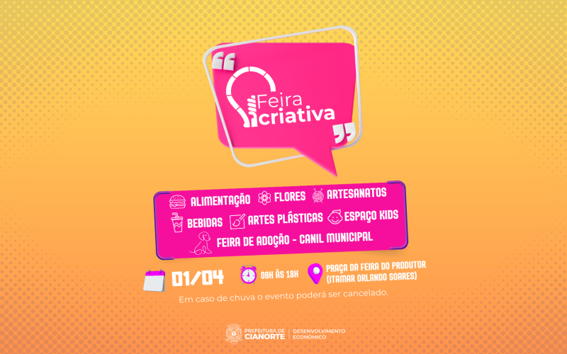 Feira Criativa com Feirinha de adoção do Canil Municipal acontece neste sábado