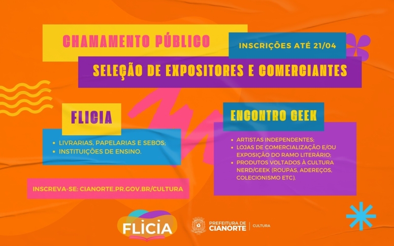 Prefeitura credencia expositores e comerciantes para 9ª FLICIA e 4º Encontro Geek