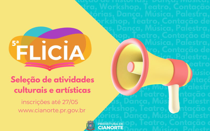 Inscrições para atividades culturais e artísticas da FLICIA terminam na sexta-feira