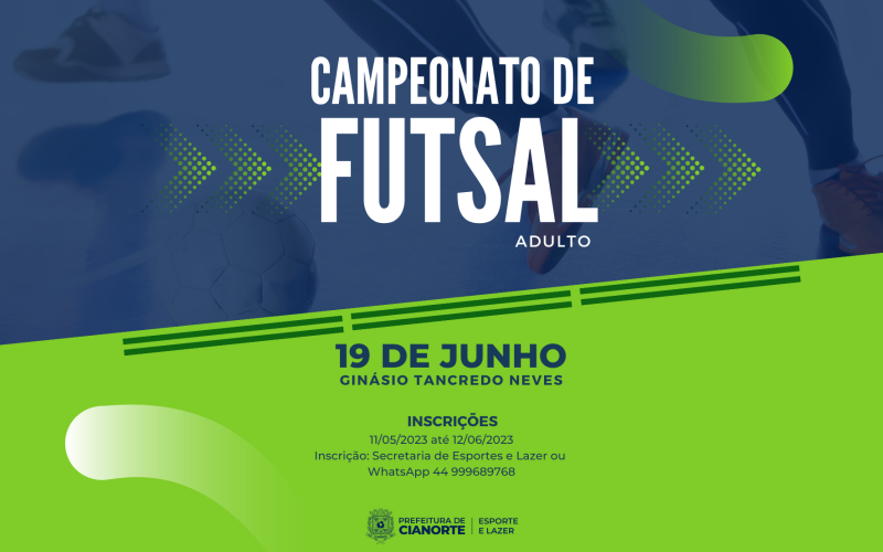 Último dia para inscrição no Campeonato Municipal de Futsal 