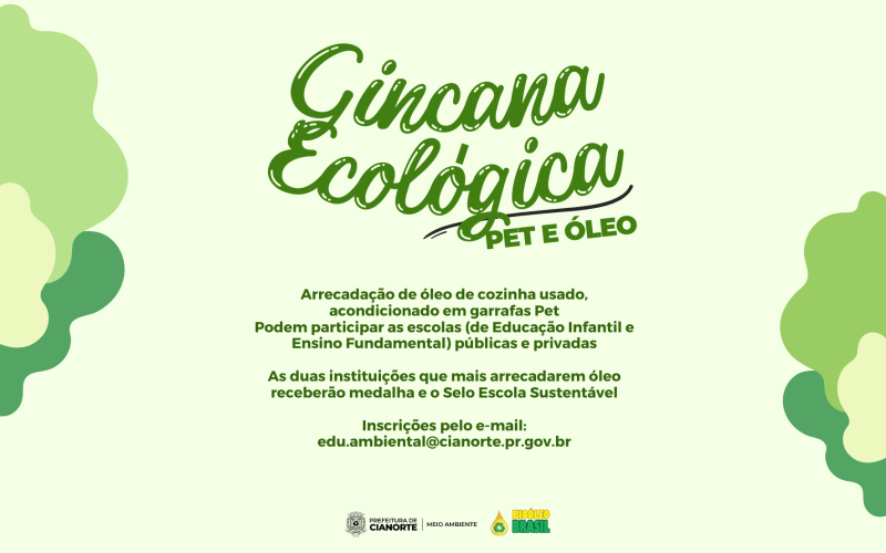 Gincana Ecológica Pet e Óleo premiará duas escolas sustentáveis de Cianorte