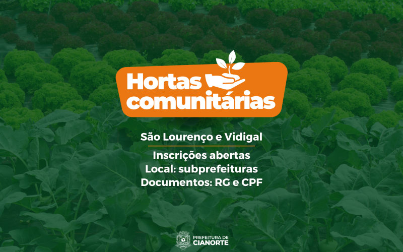 Vidigal e São Lourenço recebem hortas comunitárias